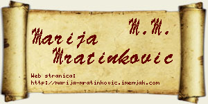 Marija Mratinković vizit kartica